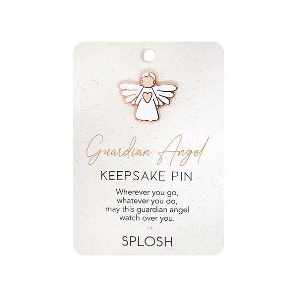Guardian angle with heart keepsake pin