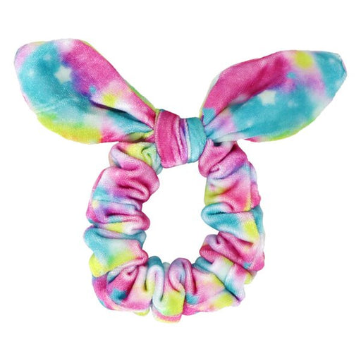 colourful tie dye scrunchie with bow for hair