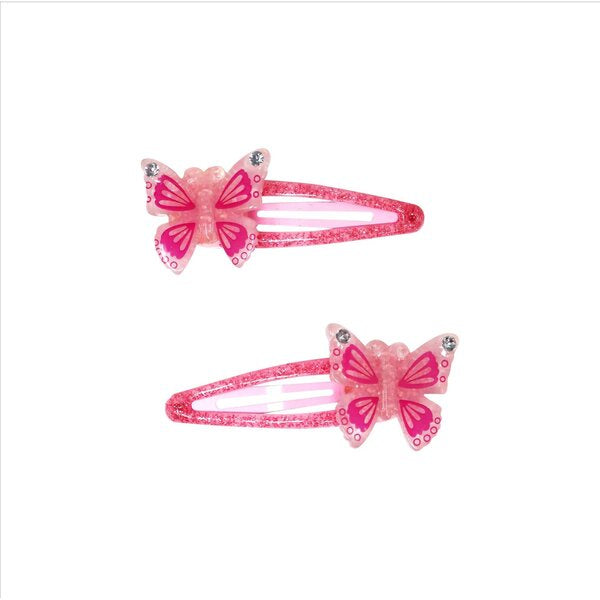 pink butterfly kids snap hair clips