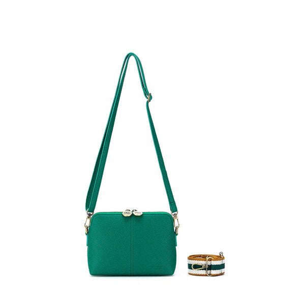 harlow green crossbody bag with two straps