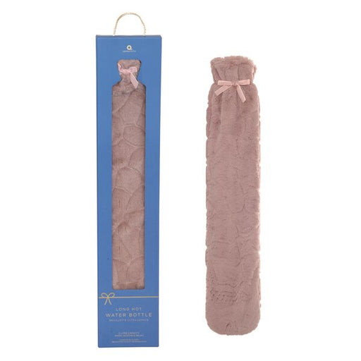 long hot water bottle pink faux fur cover 2l