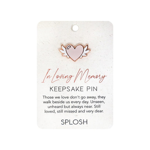 In loving memory pin pink heart with wings