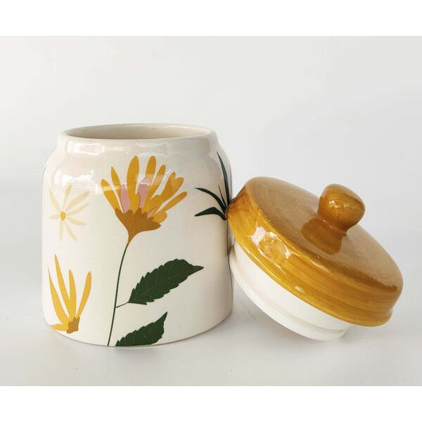 floral ceramic container with lid