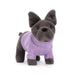 jellycat bulldog wearing lilac purple sweater jumper