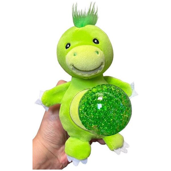 green dinosaur stress toy with jellies