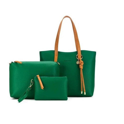 ladies green handbag set lucia 3 piece