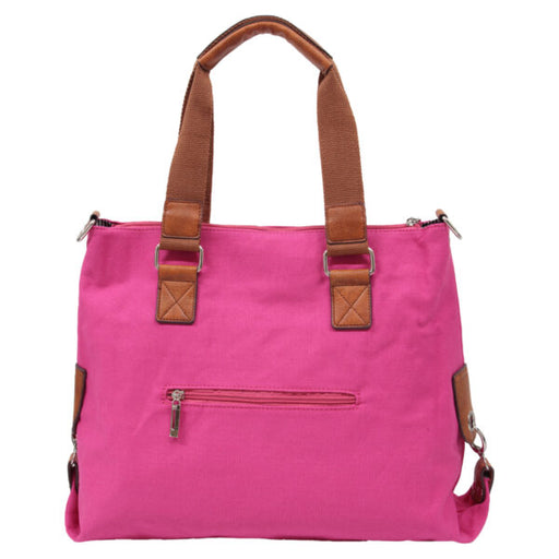 bright pink canvas tote bag with silver star