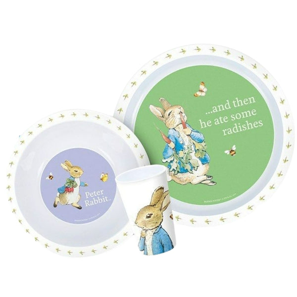 peter rabbit plate bowl and tumbler