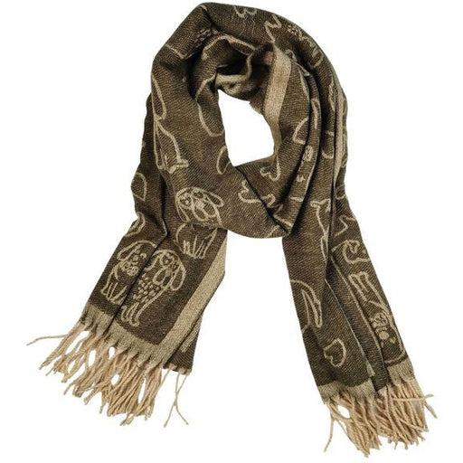 khaki scarf for women with dog pictures