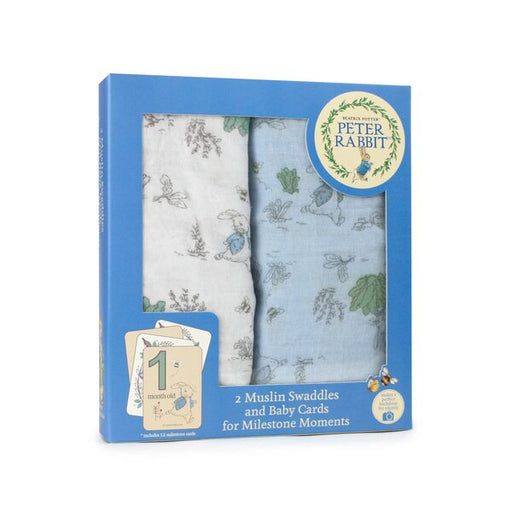 peter rabbit baby gift pack milestone cards and swaddle