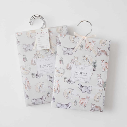 4 scented hanging sachets with cat designs