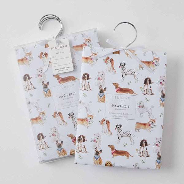 4 x hanging scented sachets with dog design