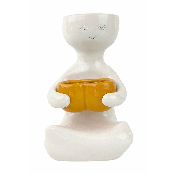 Urban Products Kinky Lady Person Holding a Pot Planter Mustard