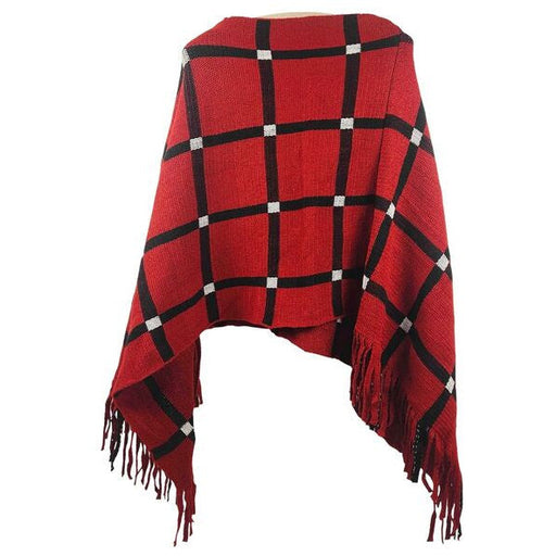 viccy red and black poncho for women
