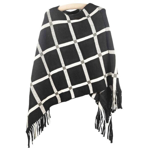 viccy black and white poncho wrap shawl