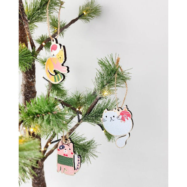 quirky christmas cat hanging decoration