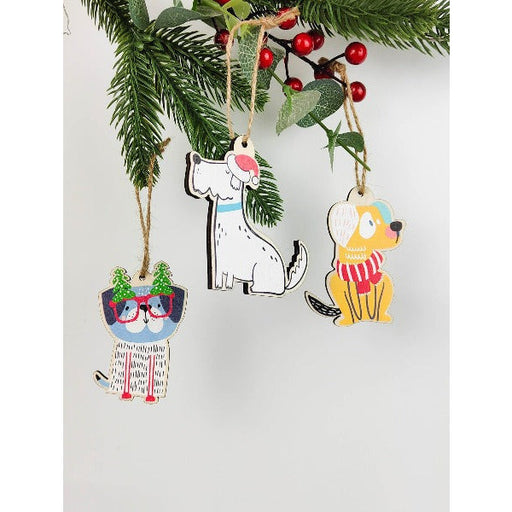 set of dog christmas tree decorations
