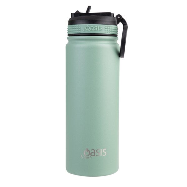 sage green oasis water drink bottle with straw