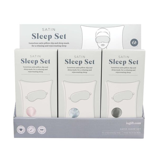 satin sleep set blue