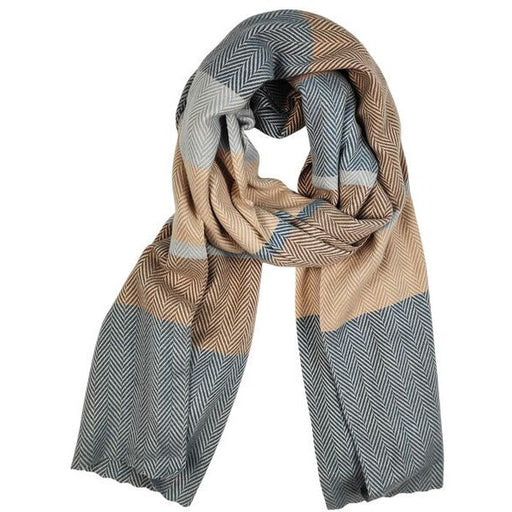 blue and brown winter scarf