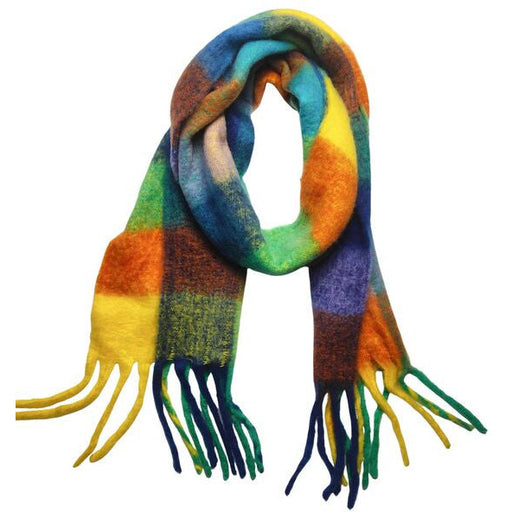 quincey blue and colourful warm winter scarf