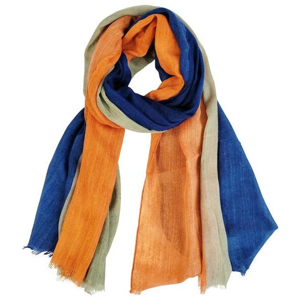 women's lightweight summer scarf in blue and orange