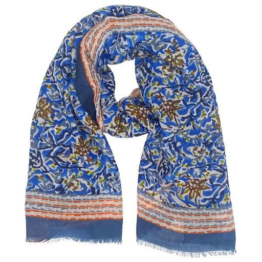 blue floral summer scarf for women