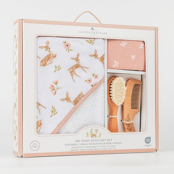 sophia garden deer baby bath gift set with towel and hair brush