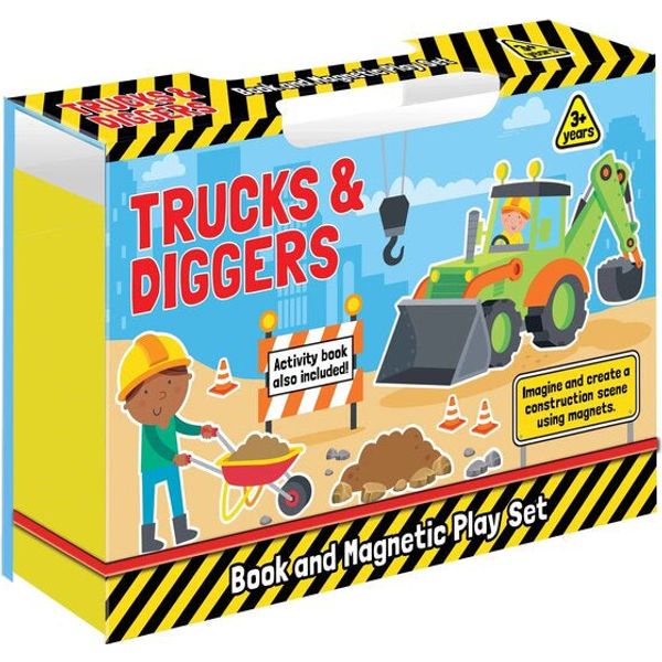 trucks and diggers magnetic play set and book kids activity set
