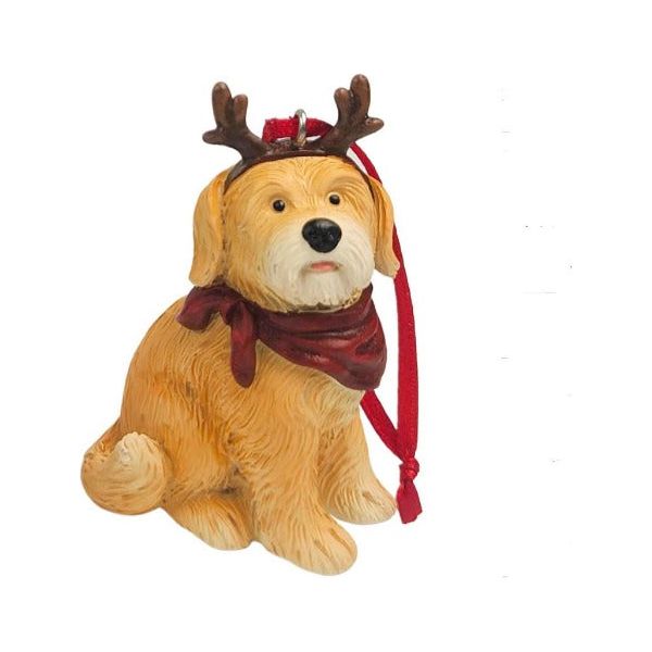 Reindeer Dog Hanging Decoration Golden 8cm