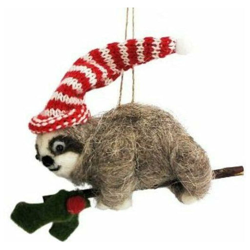 felt sloth on branch decoration