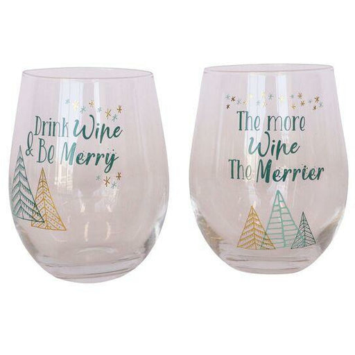 christmas wine glasses set of 2