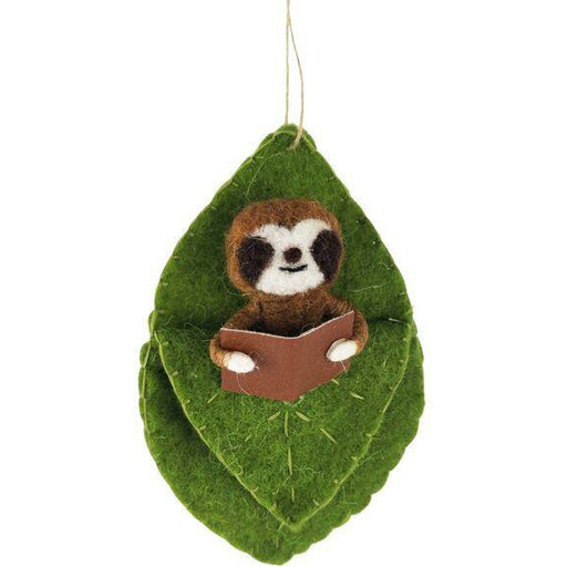 sloth in leaf felt decoration