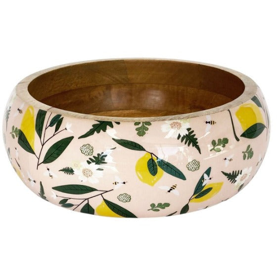 Evergreen Mango Wood Bowl Pink & Natural 25cm