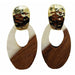 wood and white oval drop earrings 