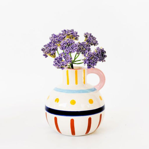 harlequin squat vase for flowers bright and cheerful