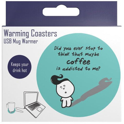 stop to think coffee warming coaster
