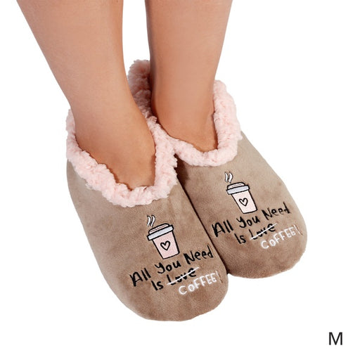 medium coffee quote ladies slippers