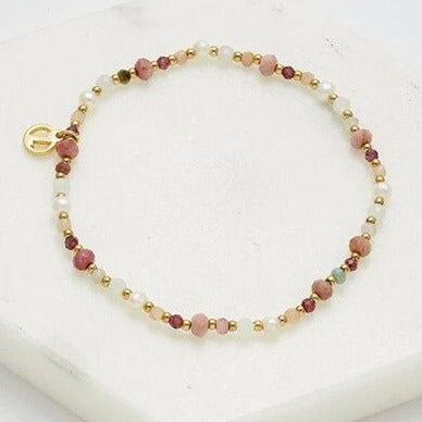 zafino harlow pink beaded and pearl elastic bracelet