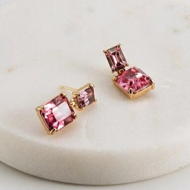 crystal fushia pink earrings by zafino