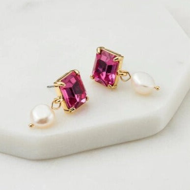 zafino fusia pink pear earrings