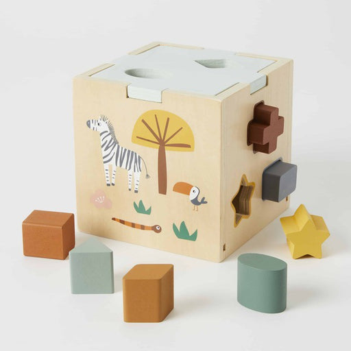 wooden shape cube box for babies and kids play